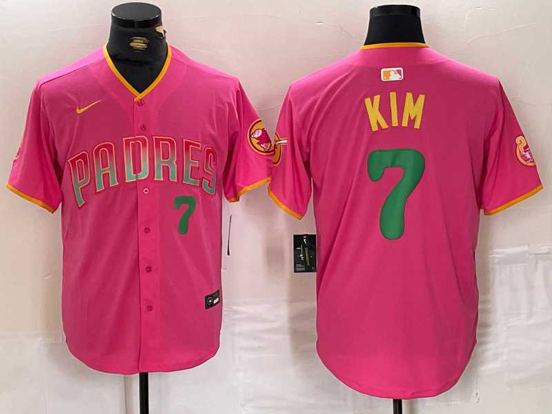 Men%27s San Diego Padres #7 Ha Seong Kim Pink Player Number Fashion Baseball Jersey->san diego padres->MLB Jersey